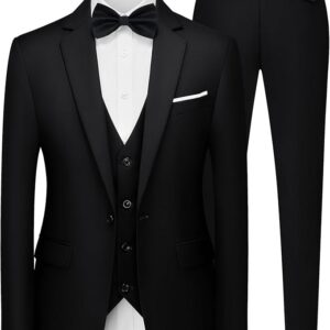 MAGE MALE Men's 3 Pieces Suit Elegant Solid