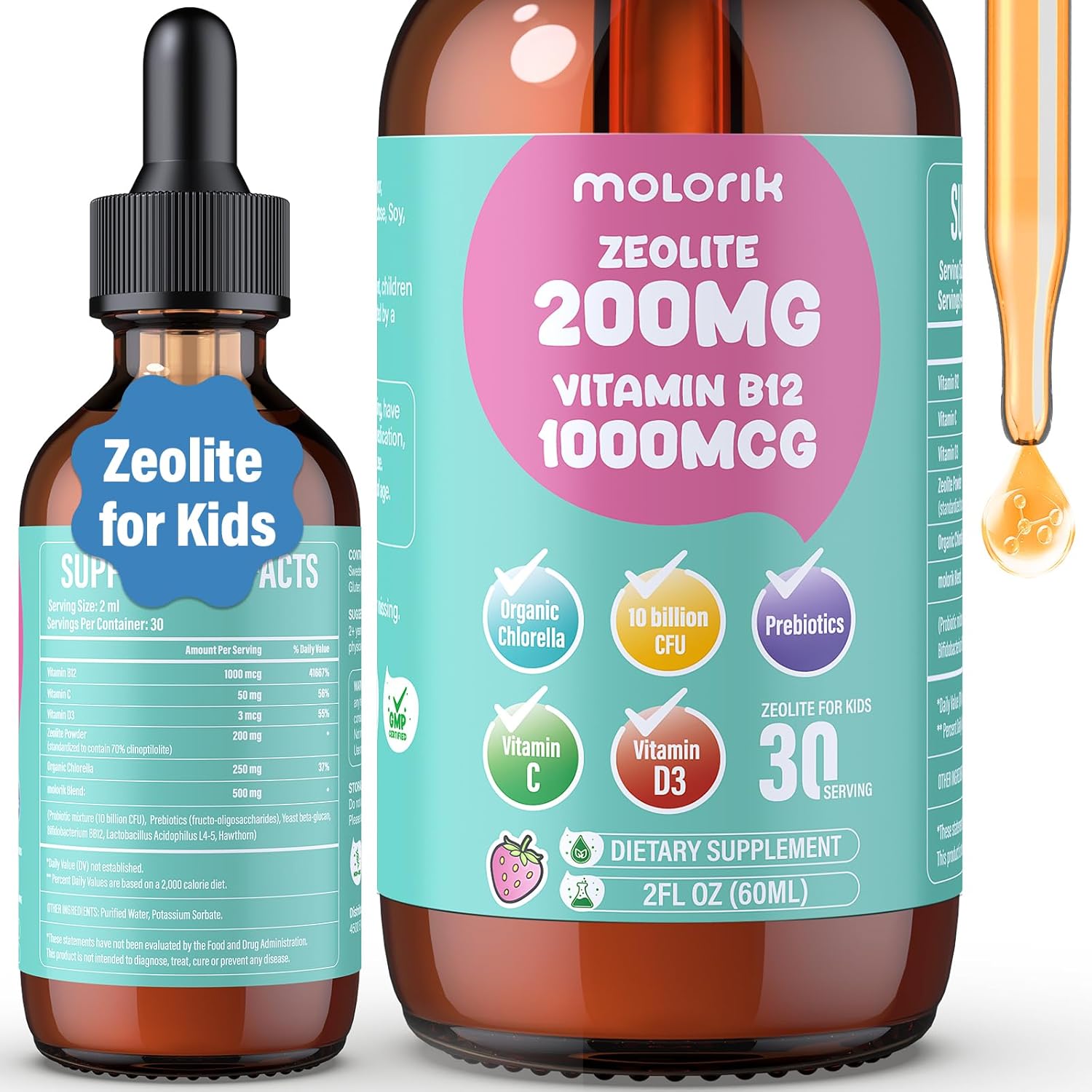 Zeolite Drops for Kids and Adults, 200mg Zeolite Liquid drops