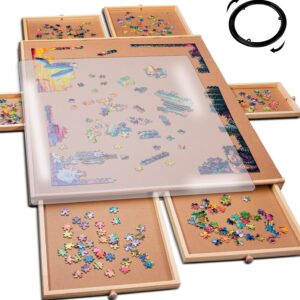PlayVibe 1500 Piece Rotating Puzzle Board with Drawers