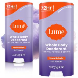 Lume Whole Body Deodorant - Smooth Solid Stick - 72 Hour Odor Control -